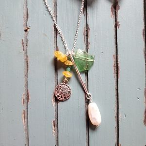 Dangling Beach Glass x Sea Star x Seashell Charm Necklace